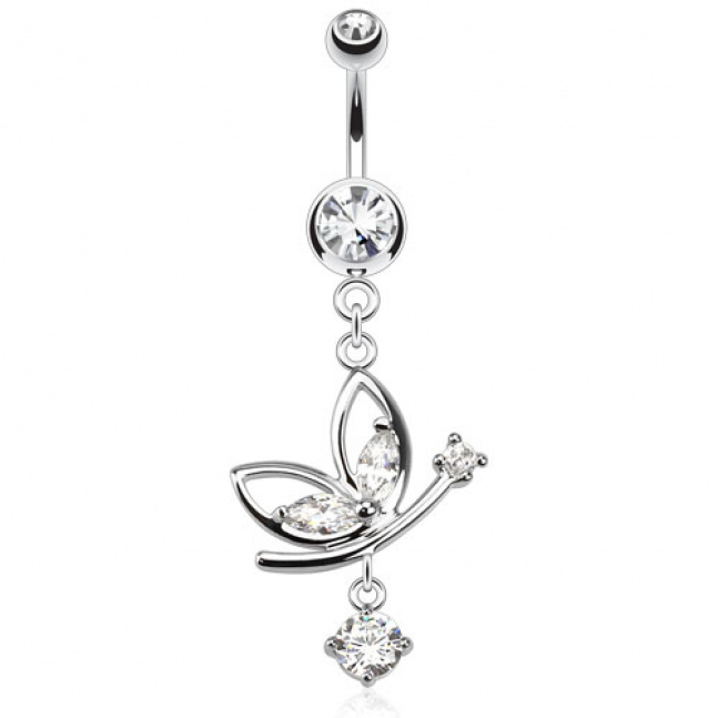 Piercing do pupíku - Crystal butterfly