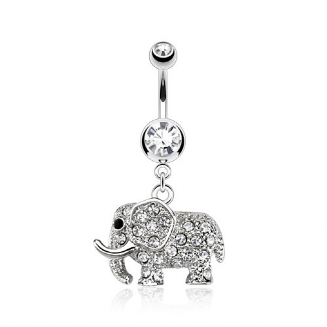 Piercing do pupíku - sloník s krystaly