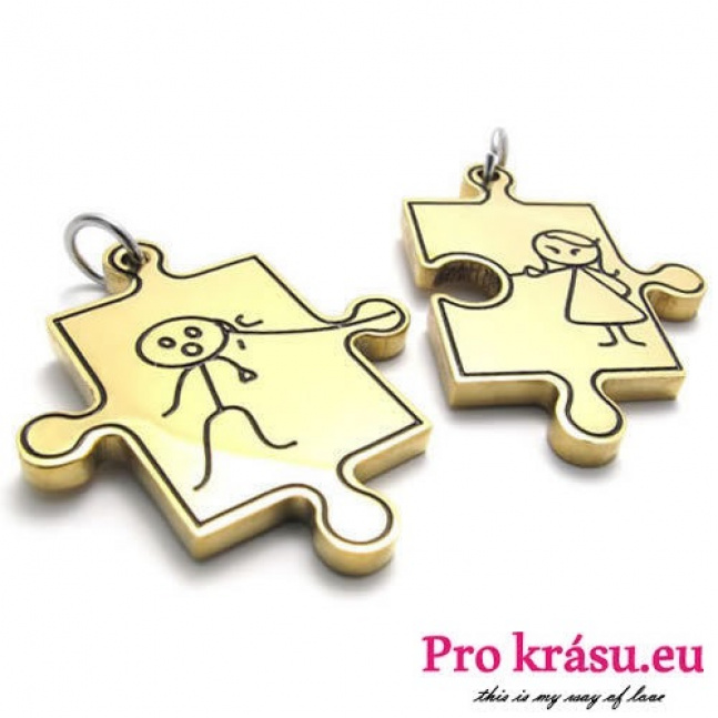 Náhrdelníky pro dva z oceli - Puzzle s panáčky