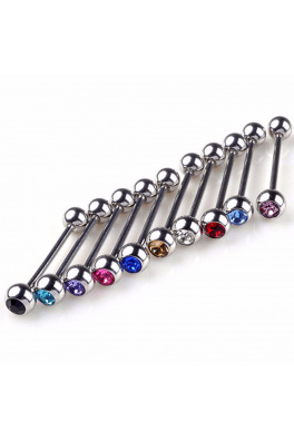 Piercing do jazyku s barevným kamínkem
