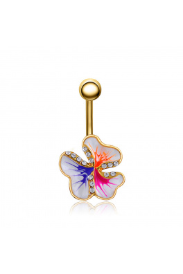 Piercing do pupíku z oceli - barevná květina