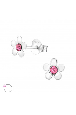 Stříbrné náušnice květinka s kamenem Swarovski