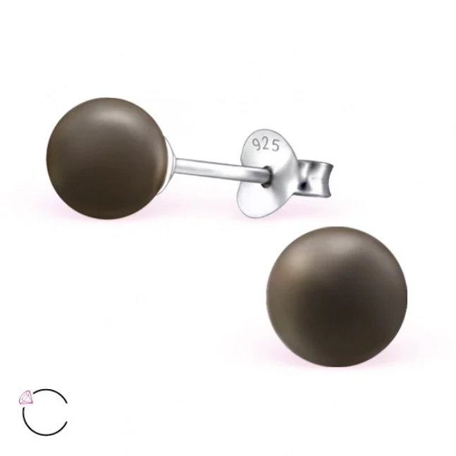 Stříbrné náušnice kulaté brown Swarovski
