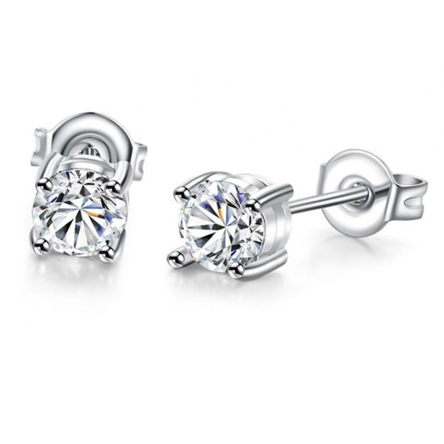 Platinované naušnice pecky - zircon