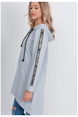 Dámská oversize mikina s nápisem "FASHION" - šedá,