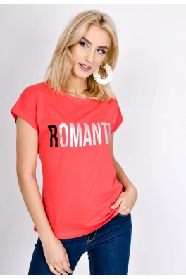 Dámské tričko s nápisem "Romantic" - červená