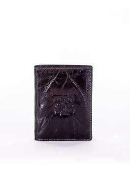 Pánská černá kožená peněženka s vyraženým emblémem