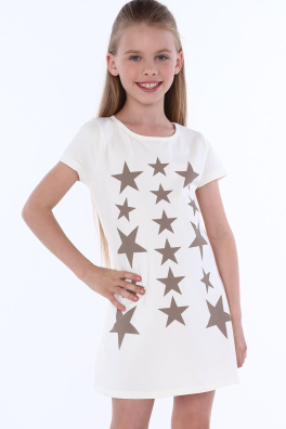Krémové dívčí šaty s hvězdami