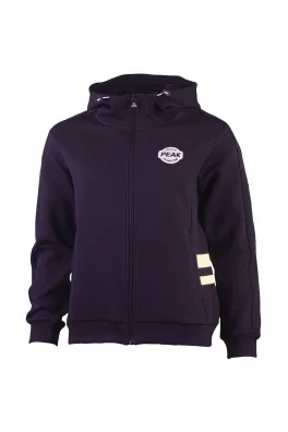 Peak peak knitting hoodie zipper-opened jacket black