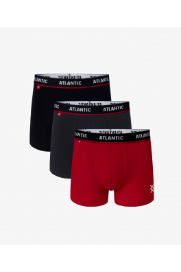3-BALENÍ Pánské boxerky ATLANTIC - černá, grafitová, červená