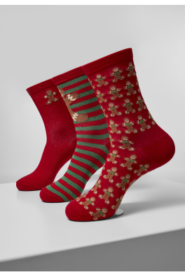 Vánoční perníkové lurexové ponožky 3-balení vícebarevné