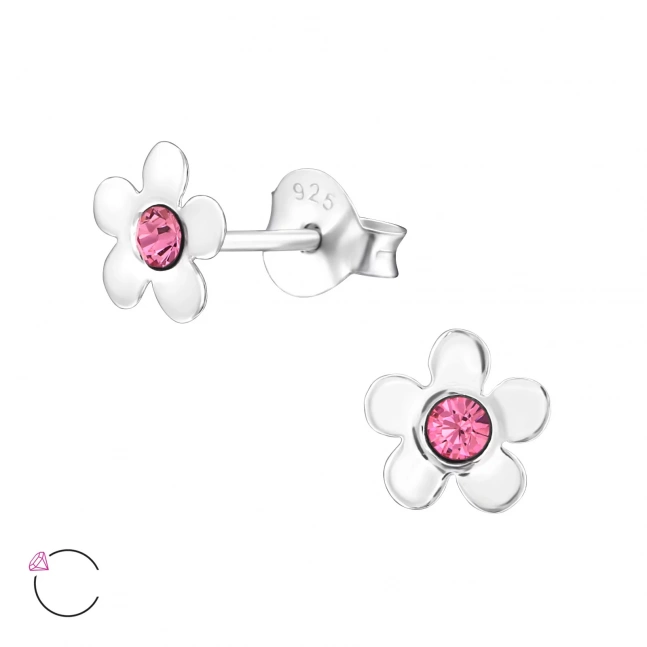 Stříbrné náušnice květinka s kamenem Swarovski