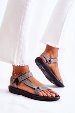 Klasické dámské sandály na suchý zip Šedá Kalla