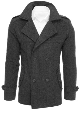 Tmavě šedý pánský dvouřadý kabát Dstreet CX0419