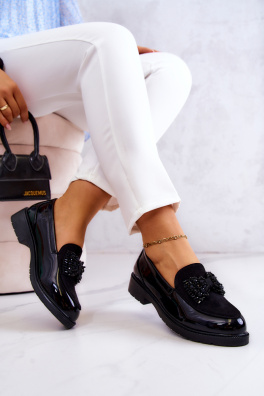 Elegant Lacquered Loafers Loafers Black Belize