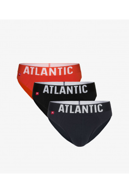 3-PACK Pánské slipy ATLANTIC Sport - oranžová, černá, grafitová