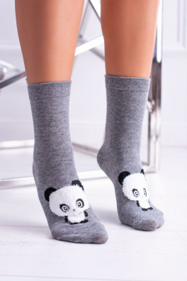 Dámské ponožky šedé s pandou
