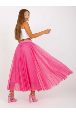 Tmavě růžová tylová rozšířená midi sukně s podšívkou OCH BELLA