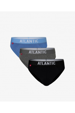 Pánské sportovní slipy ATLANTIC 3-PACK - modrá, šedá melanž, černá