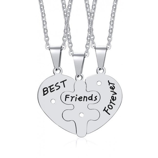 Přívěsek z chirurgické oceli pro 3 nejlepší přátele - srdce "Best Friends Forever"