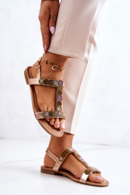 Dámské sandály s kamínky Růžové zlato Julies