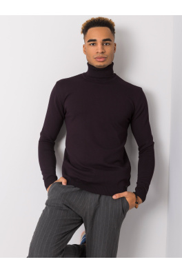 Tmavě fialový pánský svetr s rolákem LIWALI