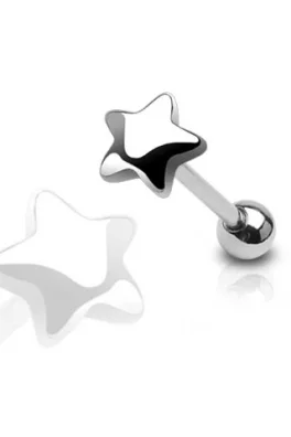 Ocelový piercing do jazyka - star