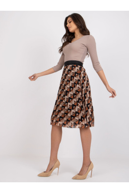Hnědo-béžová plisovaná sukně Alessia