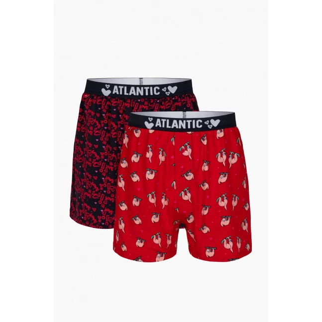 Pánské trenýrky ATLANTIC 2Pack - červená/tmavě modrá