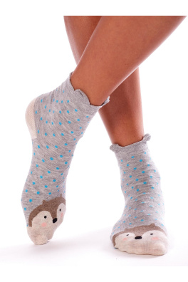 Šedé dámské ponožky se zvířátky