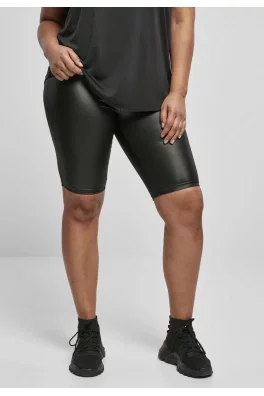 Ladies Imitation Leather Cycle Shorts Black