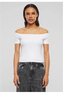 Dámské tričko Organic Off Shoulder Rib - bílé