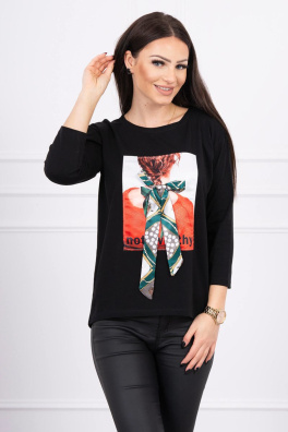 Blouse with graphics 3D Noteworthy black