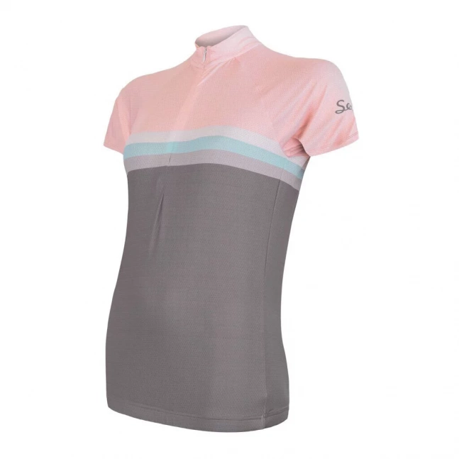 SENSOR CYKLO SUMMER STRIPE dámský dres kr.rukáv šedá/růžová