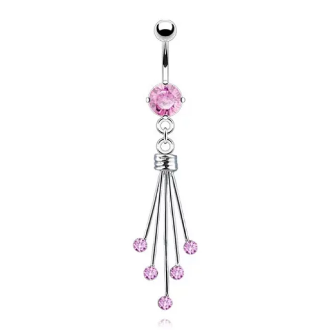 Piercing s třásněmi z titanové oceli - crystals 