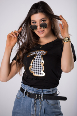 t-shirt z połyskującym nadrukiem