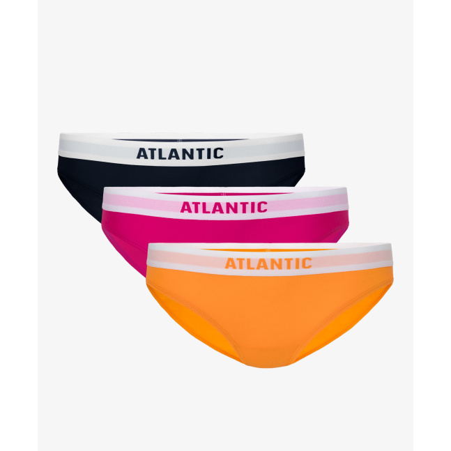 Dámské kalhotky Bikini ATLANTIC 3Pack - tmavě modrá, růžová, oranžová