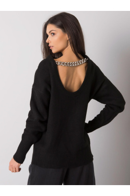 RUE PARIS Černý dámský svetr s výstřihem na zádech