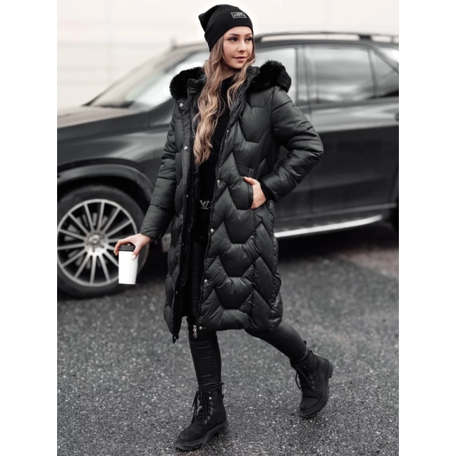 Dámská prošívaná dlouhá bunda WINTERACT černá Dstreet TY4775