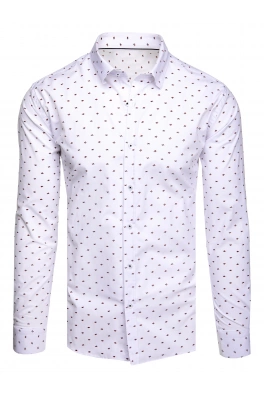 Pánská košile s dlouhým rukávem s vzory bílá Dstreet DX2607