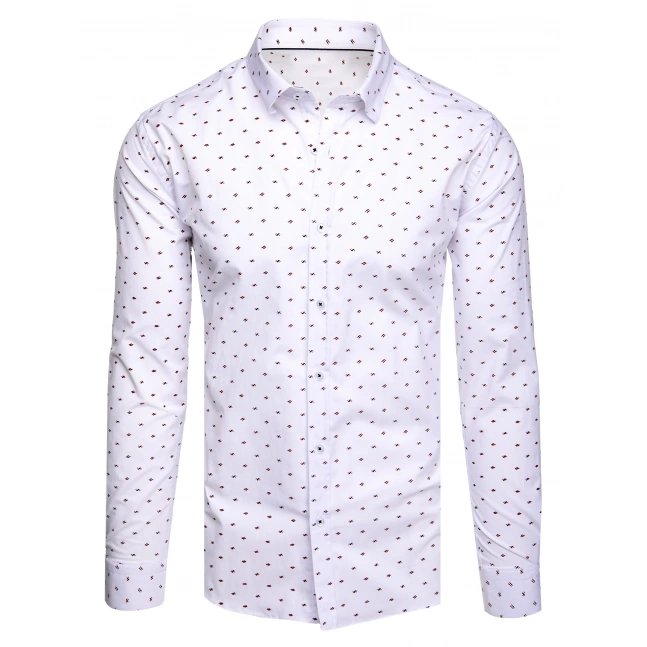 Pánská košile s dlouhým rukávem s vzory bílá Dstreet DX2607 Pánská košile s dlouhým rukávem s vzory bílá Dstreet DX2607