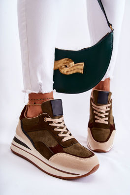 Dámské semišové sportovní boty zeleno a béžová Elisse