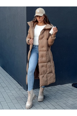 Prošívaný dámský kabát CLOUTIQUE tmavě béžový Dstreet TY4371