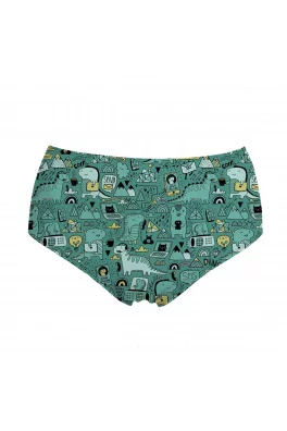 High Waisted Bikini Bottom Communication Dinosaurs