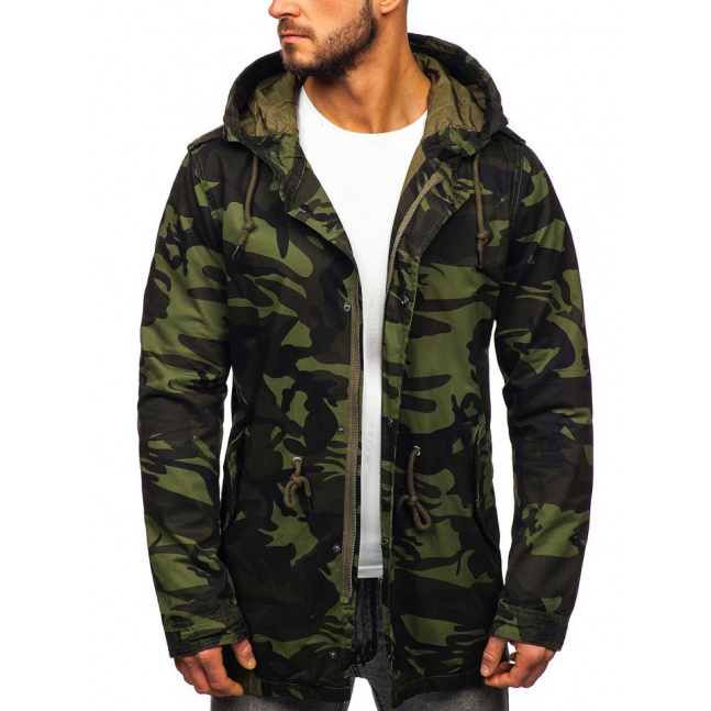 Pánská jarní parka s kapucí 5391 - khaki,