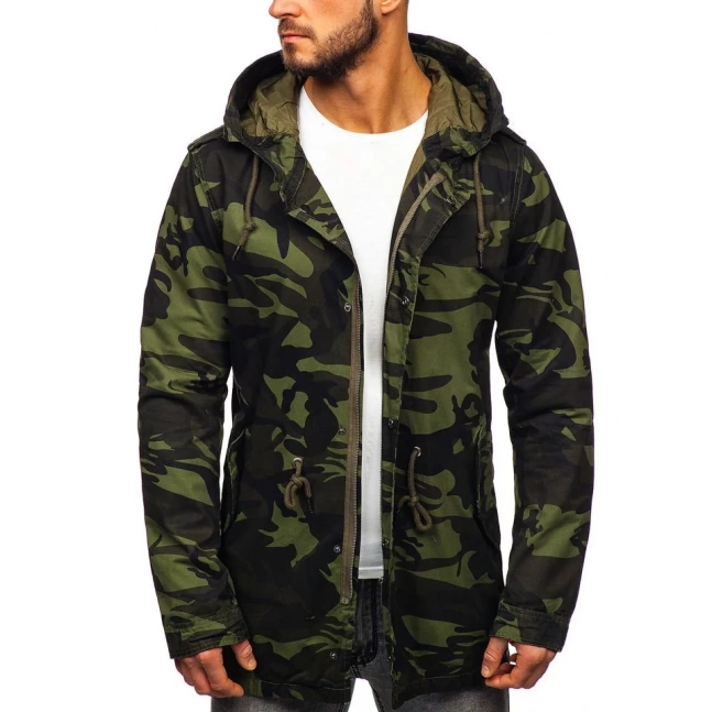 Pánská jarní parka s kapucí 5391 - khaki,