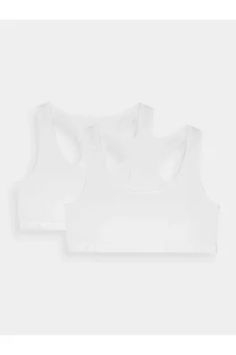 Dámská bavlněná podprsenka pro každodenní nošení 4F (2 Pack) - bílá