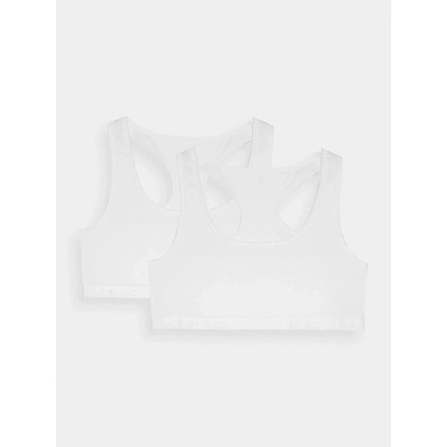 Dámská bavlněná podprsenka pro každodenní nošení 4F (2 Pack) - bílá