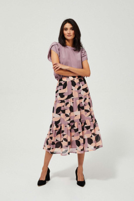 Vzorovaná sukně s volánkem - růžová