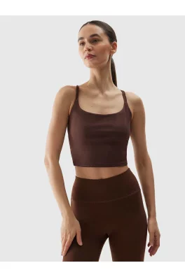 Dámský crop top na jógu z recyklovaných materiálů 4F - hnědý